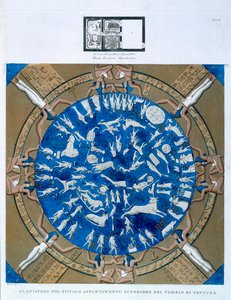 Astrologisk planisfære i Denderas stjernetegn, fra loftet i kapellet ved Hathor-templet, Dendera, Egypten ca. 1802