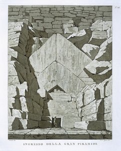 Indgangen til pyramiden, graveret af Rossi (litografi)