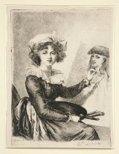Louise-Elisabeth Vig?e-Lebrun, (Mlle Lebrun) efter, og omvendt til, selvportrættet fra 1790 i Uffizzierne af Dominique Vivant Denon
