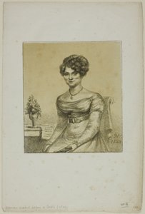 Kvinde siddende foran et bord af Dominique Vivant Denon