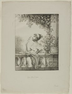Ung pige med fugl af Dominique Vivant Denon