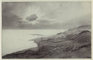 Lyme Regis fra Charmouth Hills (litografi) af Donald (after) Maxwell