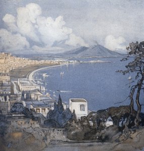 Napoli og dens bugt (farve litho)