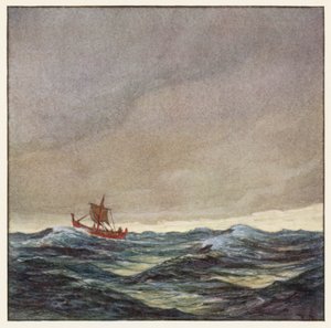 Rudyard Kipling: Sangen om den røde krigsbåd (farvelitografi) af Donald (after) Maxwell