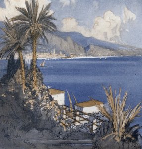 Den Franske Riviera (farve litho)