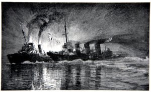 HMS Broke ramler den tyske ødelægger, illustration fra 