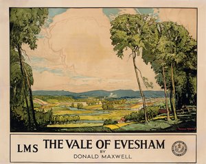 The Vale of Evesham, plakat, der reklamerer for London, Midland og Scottish Railway (farve litho) af Donald Maxwell
