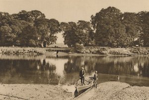Londons flod ved Isleworth-færgen, der ser mod Kew Gardens