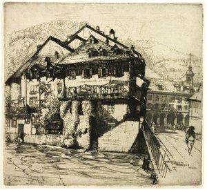 Huse på Aare, Schweiz af Donald Shaw MacLaughlan