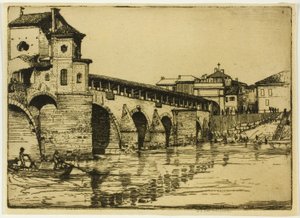 Ponte Ticino, Pavia af Donald Shaw MacLaughlan