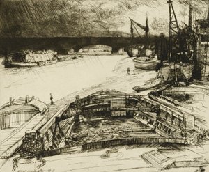 Vind og regn på Themsen af Donald Shaw MacLaughlan