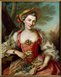 Portræt af kvindemaleri af Donatien Honotte (1707-1785) 1700-tallets Dijon, Museum of Fine Arts