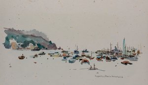 Rapallo, ca. 1979 (akvarel på papir) af Donatella Merlo