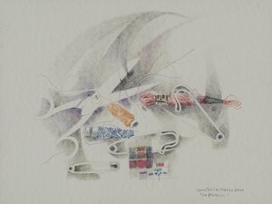 The Scissors, 2000 (farveblyanter på papir) af Donatella Merlo