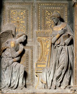Bebudelse Højrelief af Donato de Bardi dit Donatello (ca. 1386-1466) 1435 Santa Croce-kirken. Firenze