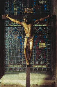 Italien, Firenze, Santa Croce-kirken, krucifikset af Donatello