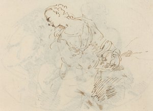 Kvindefigur (angrende Magdalene?) [verso]
