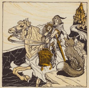 Den gyldne fugl, tysk eventyr (farve litho)