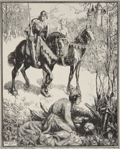 En dame, der græder bittert, illustration fra 