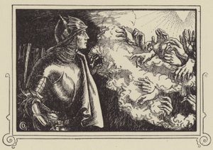 Hvordan Sir Launcelot så den hellige gral af Dora Curtis