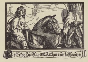 Sir Ector, Sir Kay og Arthur rider til London