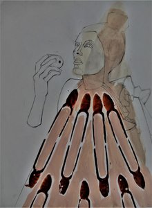 Abstrakt figur med æble af Doris Schmitz