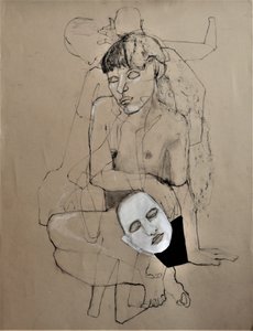 Nøgenfigur med maske af Doris Schmitz