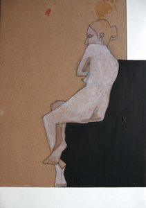 Kontemplativ siddende nøgenfigur