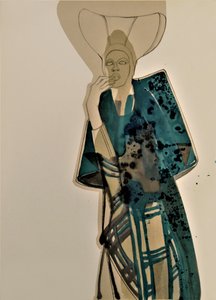 Elegant modefigur i blågrøn af Doris Schmitz