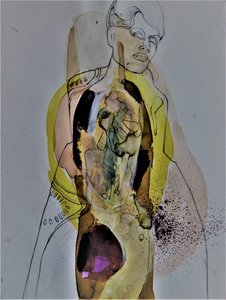 Gylden abstrakt figur af Doris Schmitz
