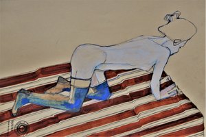 Sensuel kvinde på knæ af Doris Schmitz