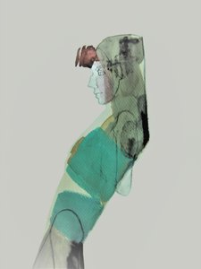 Teal-farvet draperet profil af Doris Schmitz