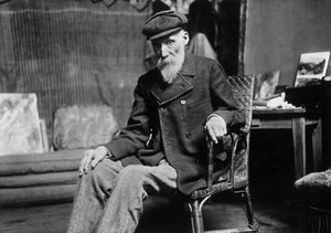 Auguste Renoir (1841-1919), fransk maler, i sit værksted i Cagnes-on-Mer (Alpes-Maritimes), omkring 1907