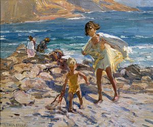 Ved havet (olie på plade) af Dorothea Sharp