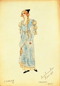 Kostumeskitse til Marguerite til forestillingen Faust, af Carleton Smyth af Dorothy Carleton Smyth
