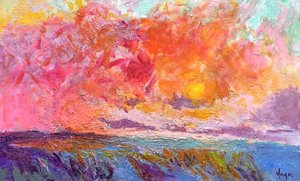 Et livligt havlandskab ved solnedgang af Dorothy Fagan