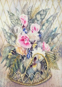 Godetias (olie på lærred) af Dorothy M. Larcher