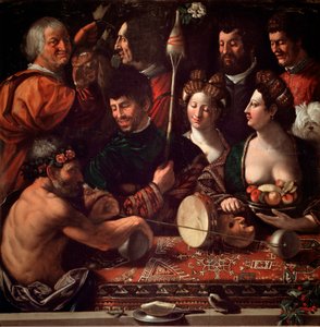 Bambocciata (burlesk maleri). Hekseri eller allegori om Herkules. Maleri af Giovanni Luteri dit Dosso Dossi (ca. 1479-1542). 16. århundrede søn. 143x144 cm Galleria degli Uffizi (Kontorer), Firenze, Italien.