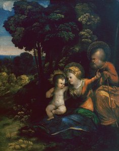 Hvil på flugten til Egypten af Dosso Dossi i Uffizi-galleriet i Firenze af Dosso Dossi
