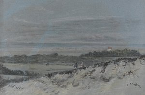 Strand med sandklitter