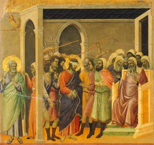 Kristus hånet, detaljer, recto af Maestà af Duccio di Buoninsegna