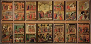 Kristi liv: lidenskab. Predella of the Maesta (tempera på træ af Duccio di Buoninsegna