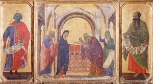 Salomon, præsentation ved templet og profeten Malachi, detalje fra predella af Maesta