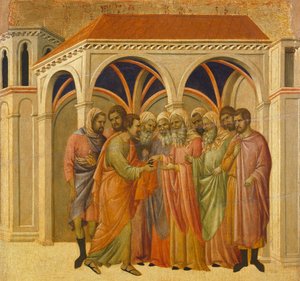 Forræderiet af Judas, detalje af flise fra episoder fra Kristi lidenskab og opstandelse, bagsiden af Maesta