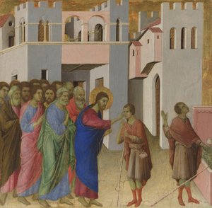 Helbredelsen af den blinde fødte mand, ca 1308-1311 af Duccio di Buoninsegna