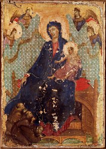 Franciskanernes Madonna eller "" Madonna har barn med franciskanermunke og engle"" Detrempe på træ af Duccio di Buoninsegna (1255-1318/9) 1300 Dim. 23,5x16 cm Siena, Pinacoteca nazionale af Duccio di Buoninsegna