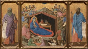 Fødselen med profeterne Esajas og Ezekiel af Duccio di Buoninsegna