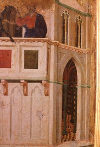 Fristelsen ved templet, detaljer. Maesta altertavle (tempera og guld på træ