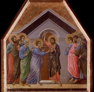 St Thomas vantro. Maesta altertavle - (tempera og guld på træ af Duccio di Buoninsegna