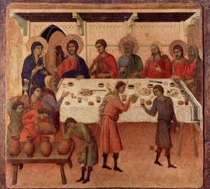 Brylluppet i Cana. Bagsiden af altertavlen (tempera og guld på træ af Duccio di Buoninsegna